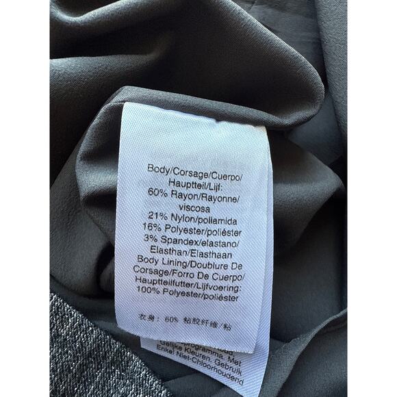 DONNA KARAN New York Asymmetric Pleated Sheath Dress Black/silver Gray Size 16 - Picture 8 of 8